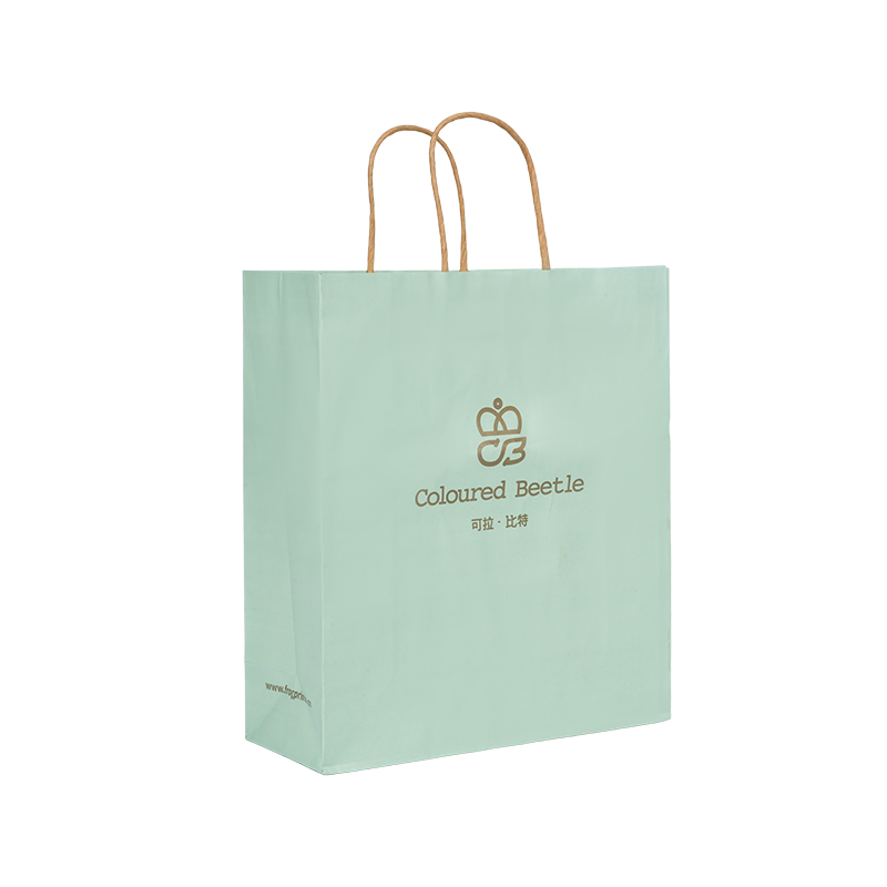 บรรจุภัณฑ์เสื้อผ้าแนวนอนมือถือถุงกระดาษแข็งสีขาวหนา