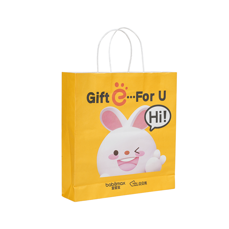 บรรจุภัณฑ์เสื้อผ้าแนวนอนมือถือถุงกระดาษแข็งสีขาวหนา